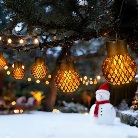Lampes solaires de jardin extérieur, lot de 8 lampes solaires à flamme vacillante, étanches pour jardin, cour, clôture, arbre (1/5)