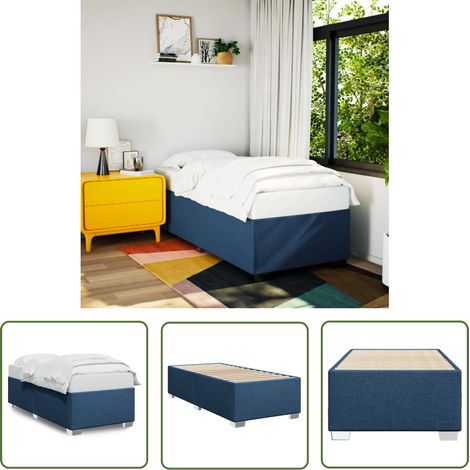 The Living Store Bettgestell ohne Matratze Blau 90x190 cm Stoff - Bettes - Einzelbetten - Blau - Bettwäsche - Lattenrost (1/5)