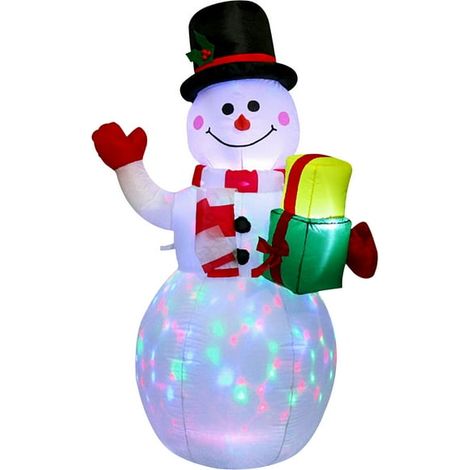Bonnet de Noël TIMIFIS Décorations Lumineuses Bonhomme de Neige Gonflable 1,5m pour Enfants Cadeau de Fête Extérieur Jardin Jouet Lumineux (1/2)