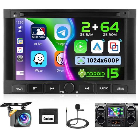 2G+64G Autoradio 15 pour 3008 5008 Partner Berlingo 2010-2017, Carplay Auto sans Fil, 2 DIN Écran Tactile de 7" avec WiFi GPS FM/RDS BT SWC+ Caméra de Recul+MIC (1/5)