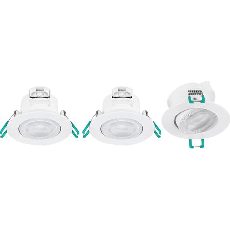 Sylvania – Lot de 3 spots LED orientables IP44 500L4K blanc – Angle de faisceau 38° – Flux lumineux 550lm – Pour faux-plafonds bas (1/3)