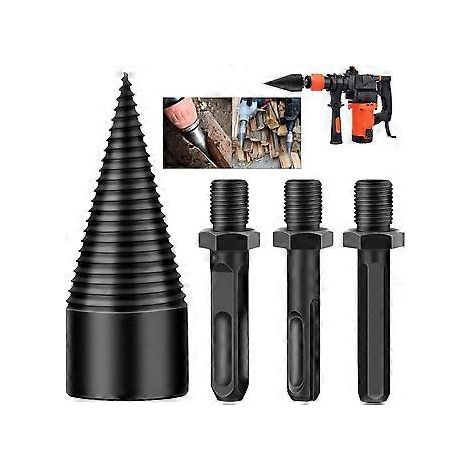 Mèche de fendeuse à bois en acier à haute teneur en carbone de 32 mm (1,26 pouce), revêtement en titane pour une durabilité accrue, outil de fendage rapide, idéal pour le bois de chauffage épais.