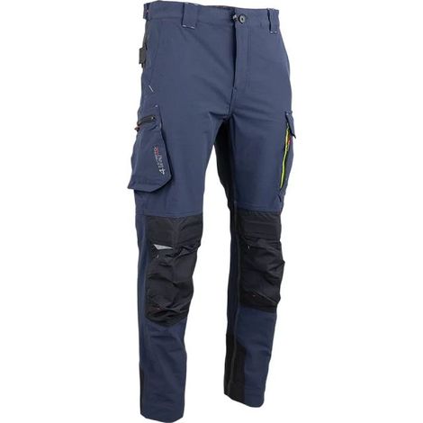 Pantalon Stretch 4Way Poches genoux ENIGME LMA 1927ETJ78 - Bleu / Noir - 42 - Jambes standards