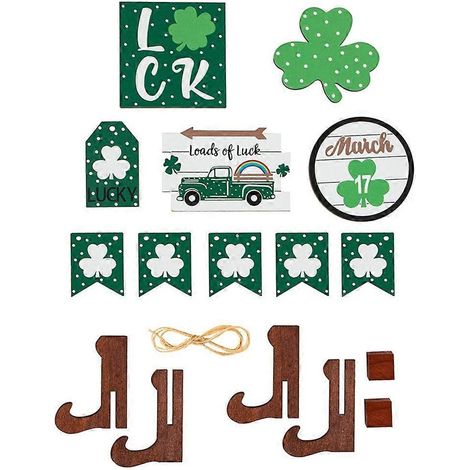 Décoration de plateau à étages pour la Saint-Patrick, panneaux décoratifs en bois de style campagnard pour la table (1/4)