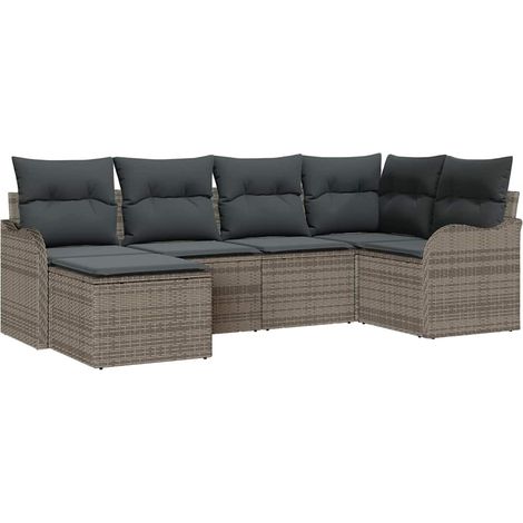 Maison Exclusive - Garten-Sofa-Set mit Kissen 6 pcs Grau Poly Rat