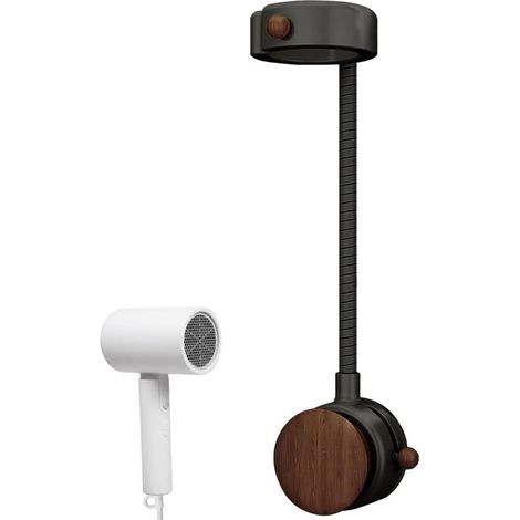 Soporte para secador de pelo - Organizador de baño - Ajustable 360 grados - 10 x 73 x 271 cm - Blanco (1/5)