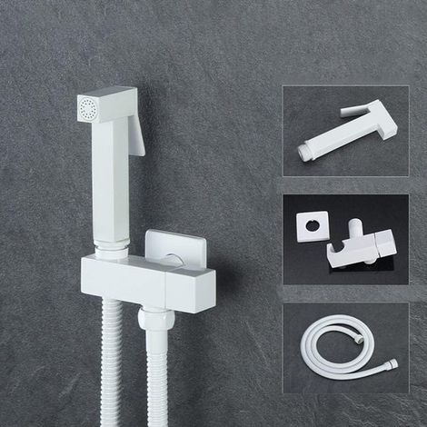 Handbrause-Set für Bidet zur persönlichen Hygiene, elegantes weißes Ganzkupfer-Set (1,5 m Brauseschlauch)