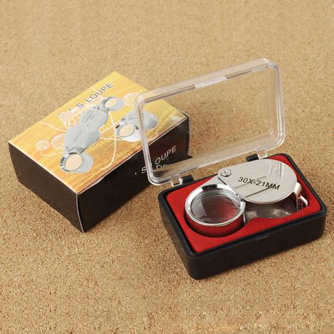 Taschenlupe für Schmuck, 30-fache Vergrößerung, 21 mm, Goldschmiedelupe, Lupe für Schmuck, Steine, Briefmarken, Münzen und Uhren (1/5)