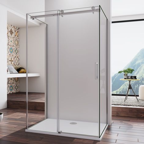 U-Form Kabinen 90x120x90cm (Seitenwand 90cm)Schiebetür 8mm NANO ESG Sicherheitsklarglas Kabinen Duschwand (1/5)