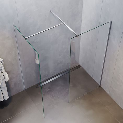 SONNI 110x200cm Walk in Paroi de douche avec 80cm de paroi latérale 8mm Nano verre Cabine de douche avec barre de stabilisation (1/5)