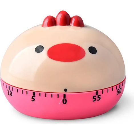 Minuteur mécanique de cuisine 60 minutes, forme animale cartoon poussin, précis, manuel, pour étudiants. (1/5)