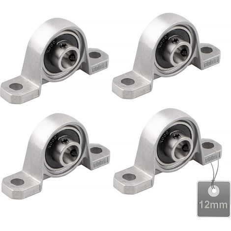 Lot de 4 roulements à billes 12mm – Alliage de zinc – Installation facile avec boîtier à deux trous – Pour équipements mécaniques (1/5)