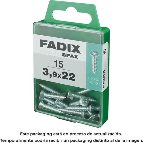 Caja de 15 unidades de tornillo de rosca chapa con cabeza plana en cinc 3,9x22mm Fadix (1/3)