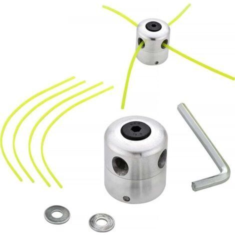 Tête de débroussailleuse universelle , tête de débroussailleuse en fil d'aluminium, tête de bobine à double fil, fil en nylon pour débroussailleuse, tête 1 fil + 4 fils (1/4)