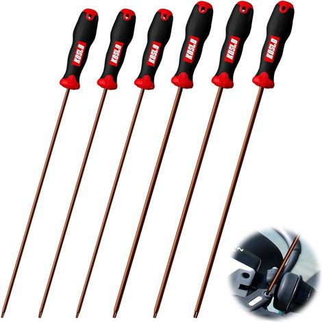 Set mit 6 langen magnetischen Torx-Schraubendrehern, 300 mm langer Stern, Kunststoffset (T10, T15, T20, T25, T27, T30)