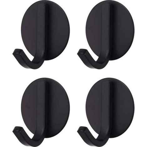 Starke Klebehaken, Stahl, XU, Edelstahl, Schwarz (4 Stück) Kleiderhaken, Handtuchhalter, hochwertiges Produkt, langlebig und zuverlässig, ausgewählte Materialien, normkonform - KZQ (1/4)