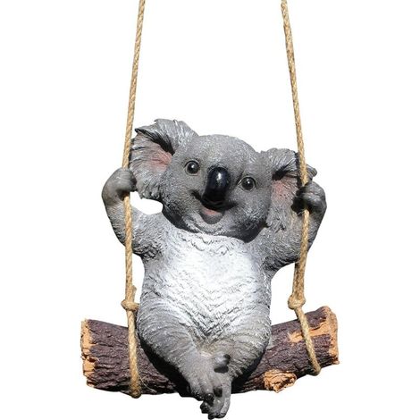 Koala-Bär-Gartenfiguren, kreative Gartenstatuen aus Polyresin, Tierfiguren zum Aufhängen, niedliche und lustige Skulptur für Terrasse und Garten (1/5)