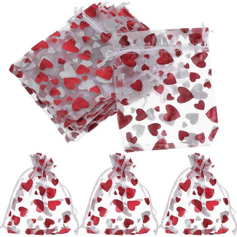 Lot de 25 sacs à cordon en organza, sacs de rangement pour bijoux, petits sacs cadeaux décoratifs, sacs d'emballage-12X9CM (1/3)