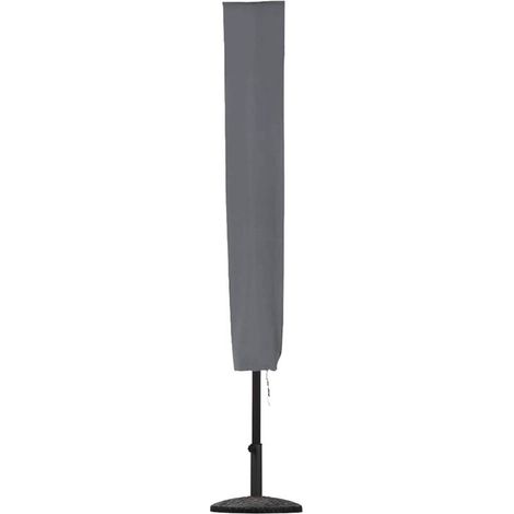 Housse de parasol 190 x 25 x 50 cm Housse de protection pour parasol extérieur imperméable et résistante aux déchirures tissu Oxford 420D avec revêtement en PVC avec fermeture éclair, Gris (1/5)