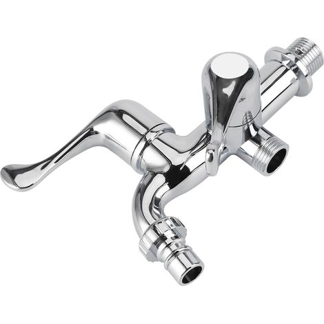 Robinet de machine à laver ABS pour évier/lavabo avec double bec et poignée G1/2 (1/5)