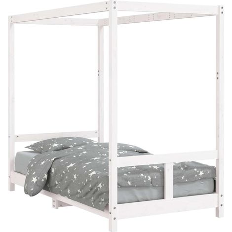 vidaXL Estructura de cama para niños madera de pino blanco 80x160 cm (1/2)