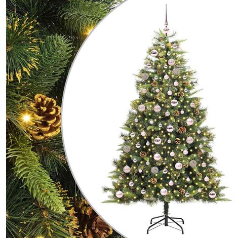 Artificial Hinged Christmas Tree with Cones Green 180 cm vidaXL