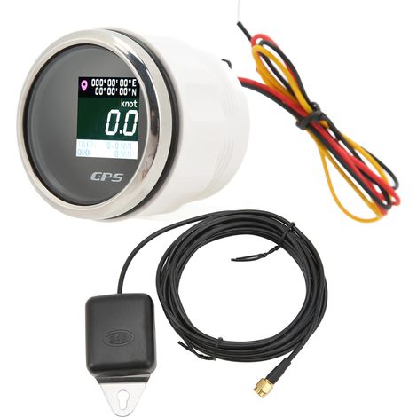 Compteur de vitesse GPS 52mm, odomètre, jauge de kilométrage, affichage LCD, DC 9-32V, pour camping-car, bateau, Yacht, véhicules, panneau noir, couvercle argenté (1/5)