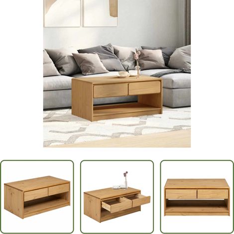 Bois de pin massif - Table basse SAUDA chêne 99x55x45 cm bois de pin massif (1/5)