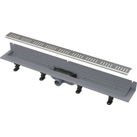 Alca Canaletas de desagüe - Plato de ducha Wall 85 cm, con borde para rejilla completa y fijación fijo a pared, acero inoxidable mate APZ30-850M (1/3)
