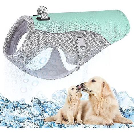 Kühlweste für Hunde, verstellbares Sommerkleidungsstück, ideale Kühljacke für Hunde zum Wandern, Spazierengehen und Campen – Größe M – Blau (1/5)