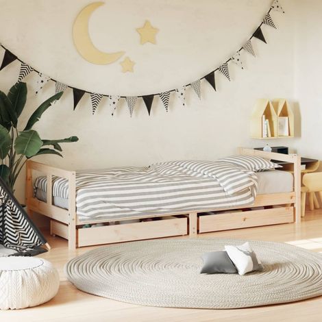 Lit simple pour enfant,Cadre de lit pour enfant,Structure de lit enfants gris 80x200 cm bois de pin massif CIV797752 (1/5)