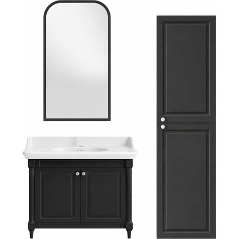 Mueble de baño JACOB DELAFON Cléo 1889 gris intenso + lavabo de 1 orificio + espejo + columna derecha (1/5)