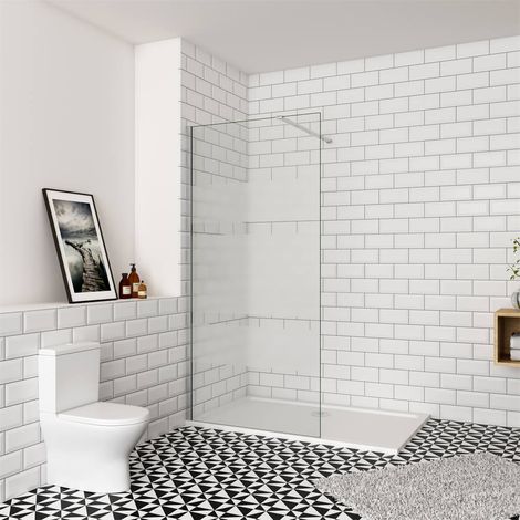 140x190cm Duschwand mit Milchstreifen 6mm ESG NANO Glas Walk in Dusche Glastrennwand (1/5)