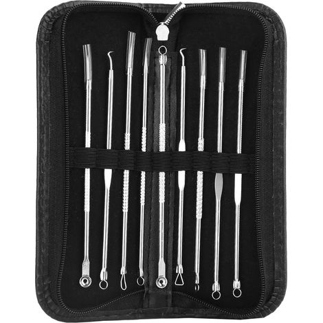 Kit de 9 extracteurs de points noirs en acier inoxydable pour éliminer les comédons et les boutons du visage 03 (1/5)
