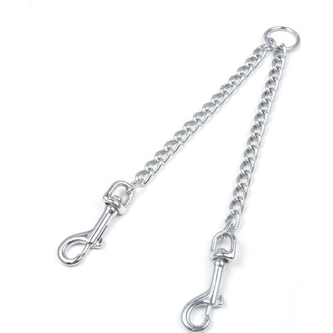 Laisse à double chaîne en métal pour chiens de grande et moyenne taille, idéale pour les promenades (3,0 mm x 50 cm) (1/4)