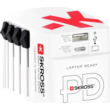 Skross 1302333 Adaptador de viaje Blanco USB Tipo-A/C