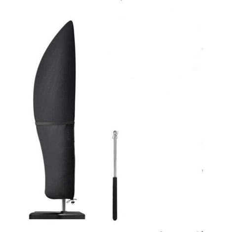 Housse de parasol avec mât télescopique, en tissu Oxford 420D résistant aux déchirures, noir, 265x50-70-40 cm. (1/4)