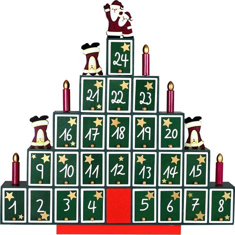 Calendario Avvento Albero di Natale in Legno 24 Cassetti Decorazioni Natalizie (1/5)