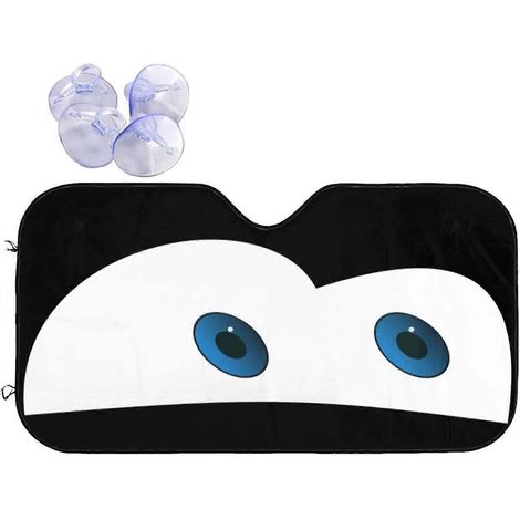 Pare-soleil pliable pour pare-brise de voiture, motif yeux noirs, avec réflecteur UV pour voitures, SUV et camions. Protégez votre véhicule avec des yeux amusants. (1/5)