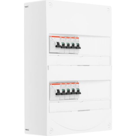 ABB Tableau 2 rangées pré-équipé 2 inter. diff. 40A + 8 disjoncteurs (1/2)