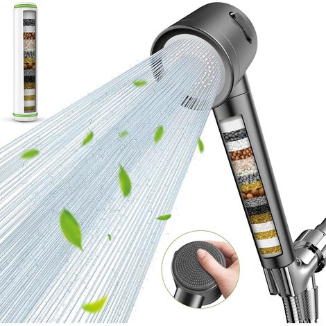 Soffione doccia a forma di goccia filtrato ionicamente con idropulitrice manuale dotata di 3 impostazioni di getto - soffione doccia manuale con filtro per (1/5)