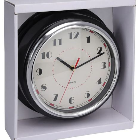 Horloge murale design noire et argent Ø30 cm avec cadran lisible