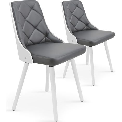 Lot de 2 chaises scandinaves Lalix Blanc & Gris (1/5)