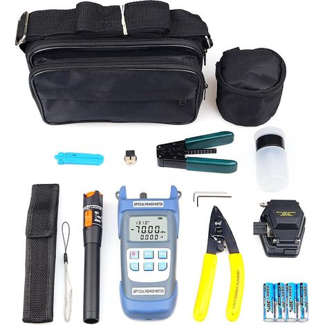 Kit d'outils pour fibres optiques à contact froid, kit de refragmentation de fibres avec wattmètre optique, stylo à lumière rouge de 10 mW