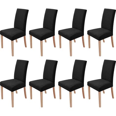MINKUROW - Juego De 8 Fundas Elásticas Para Sillas De Comedor, Extraíbles Y Lavables, Fundas Para Sillas De Comedor, Modernas Y Elásticas, Decoración Para Oficina, Banquete, Boda, Fiesta (Negro) (1/5)