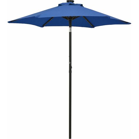 Parasol avec lumières LED - Parasol de Jardin Parasol droit Bleu azuré 200x211 cm Aluminium BV244683 - BonneVie (1/5)