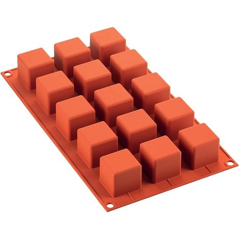 1 Moule à gâteau, Cube, Silicone platine, Antiadhésif, 15 cavités, Four, Congélateur, Pâtisserie (1/4)
