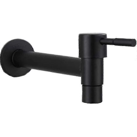 Robinet de piscine à serpillière, robinet mural noir, robinet mural d'eau froide, robinet en acier inoxydable à économie d'eau pour salle de bain, lavabo, balcon, cuisine (1/3)