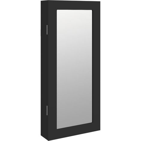 Mirror Jewellery Cabinet Wall Mounted Black 30x8.5x67 cm vidaXL