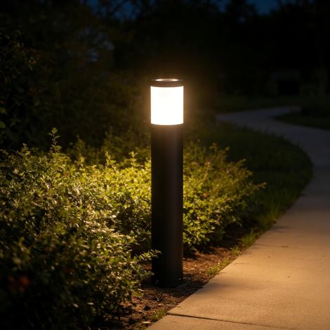 Acier Inoxydable Lampadaire Exterieur, IP65 étanche, Noir Lampe Exterieur sur Pied avec Spike Ground, Hauteur 500 mm avec 5W GU10 3000K LED Ampoule, Luminaire Exterieur sur Pied (1/5)